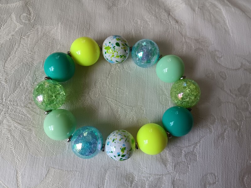 Bracelet - Shades of Yellow and Green Beaded Stretch Bracelet